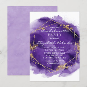 Invitación Fiesta De Bachelorette De Paint De Oro De Lavanda