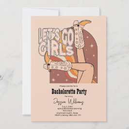 Invitación Fiesta de Bachelorette de Rodeo Rosa Retro Pastel