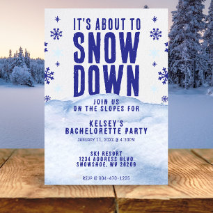 Invitación Fiesta de Bachelorette de Snowflake en esquí de in