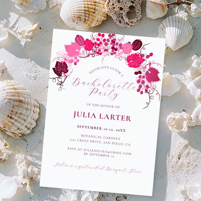 Invitación Fiesta de Bachelorette de Uva de Berry Floral Fran (Subido por el creador)