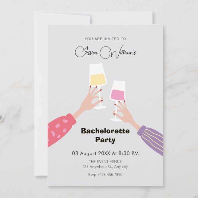 Invitación Fiesta de Bachelorette de vidrio de Salud (Anverso)