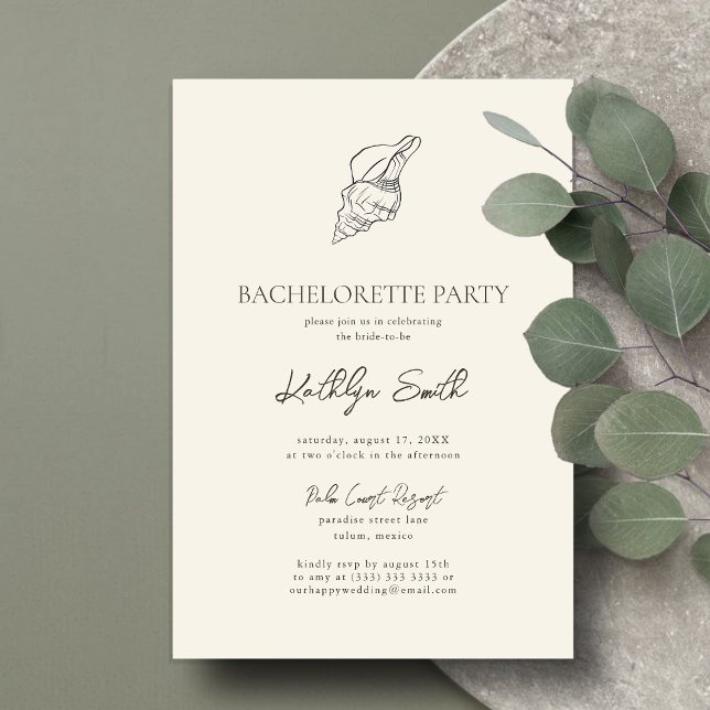 Invitación Fiesta de Bachelorette del Océano de la Shell mode (Subido por el creador)