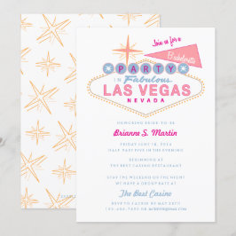 Invitación Fiesta de Bachelorette del Rótulo Retro Las Vegas