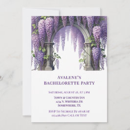 Invitación Fiesta de Bachelorette en Arco de Wisteria Púrpura