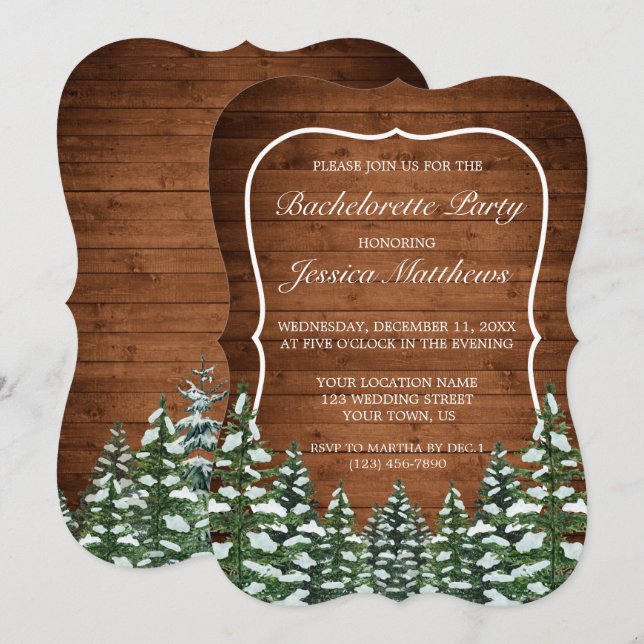 Invitación Fiesta de Bachelorette en el País de Madera y Bosq (Anverso / Reverso)