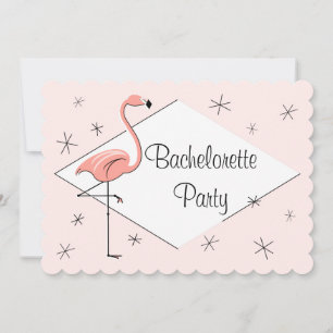 Invitación Fiesta de Bachelorette Flamingo de Diamante Rosa