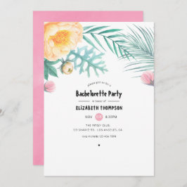Invitación Fiesta de Bachelorette Floral Tropical Rosa y Mint