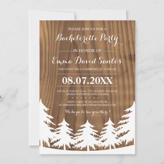 Invitación Fiesta de Bachelorette Forestal invita (Anverso)