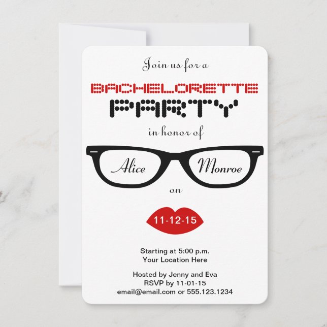 Invitación Fiesta de Bachelorette Hipster (Anverso)