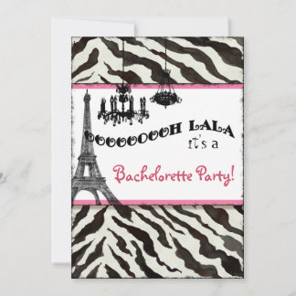 Invitación Fiesta de Bachelorette invita a cebra, Torre Eiffe