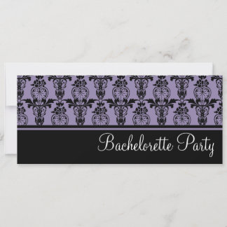 Invitación Fiesta de Bachelorette Lilac y Black Damask