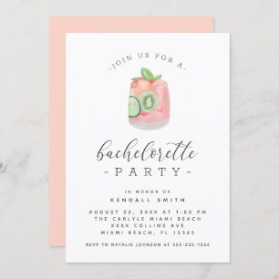 Invitación Fiesta de Bachelorette Minimalista Coctel Watercol