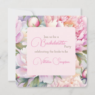 Invitación Fiesta de Bachelorette para Rubor Peony Floral