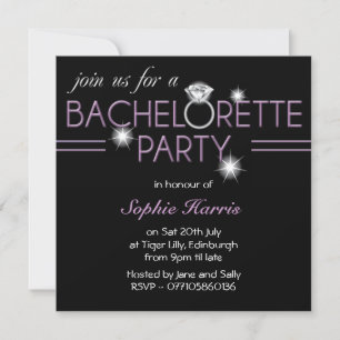 Invitación Fiesta de Bachelorette Púrpura en el anillo