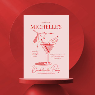 Invitación Fiesta de Bachelorette Retro Cocktail