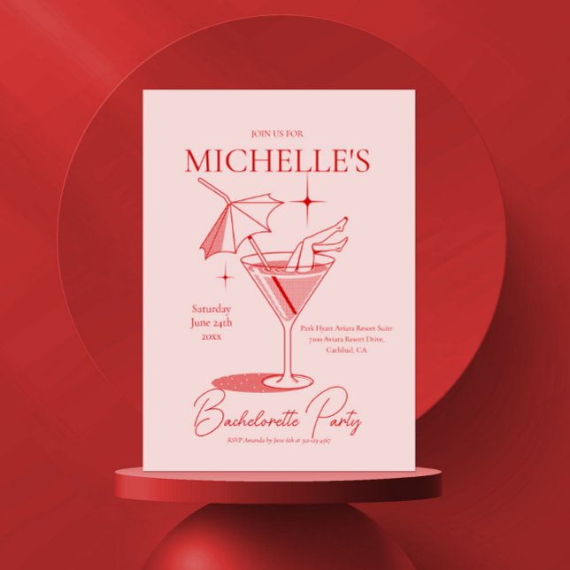 Invitación Fiesta de Bachelorette Retro Cocktail (Subido por el creador)