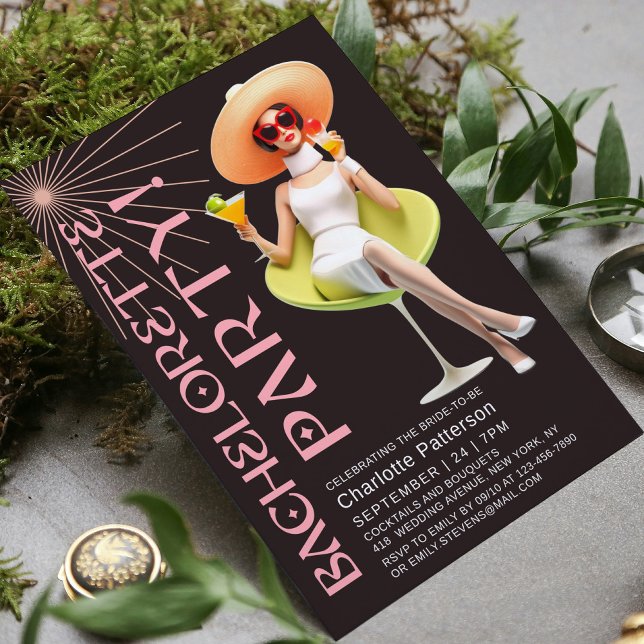 Invitación Fiesta de Bachelorette Retro Elegante (Subido por el creador)