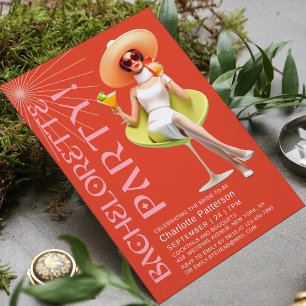 Invitación Fiesta de Bachelorette Retro Elegante