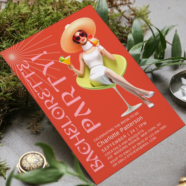 Invitación Fiesta de Bachelorette Retro Elegante (Subido por el creador)