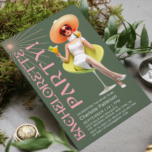 Invitación Fiesta de Bachelorette Retro Elegante
