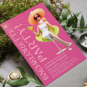 Invitación Fiesta de Bachelorette Retro Elegante
