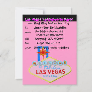 Invitación Fiesta de Bachelorette Rosa Las Vegas