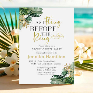 Invitación Fiesta de Bachelorette Tropical de Acuarela