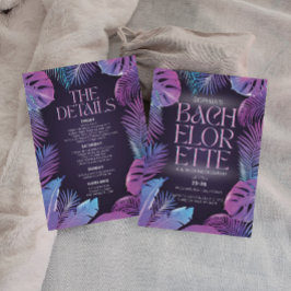Invitación Fiesta de Bachelorette Tropical Neon Palm