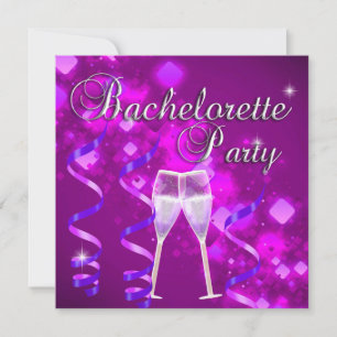 Invitación Fiesta de Bachelorette Vidrio de Champaña Púrpura 