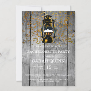 Invitación Fiesta de Bachelorette Weathern Barn Wood & Lanter