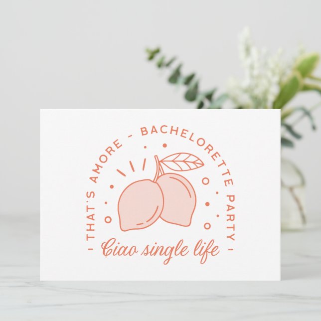 Invitación Fiesta de Bachelorte tema de verano italiano diver (Anverso de pie)