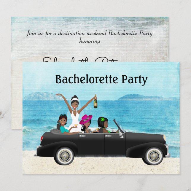 Invitación Fiesta de bachillerato de boda en la playa de dest (Anverso / Reverso)