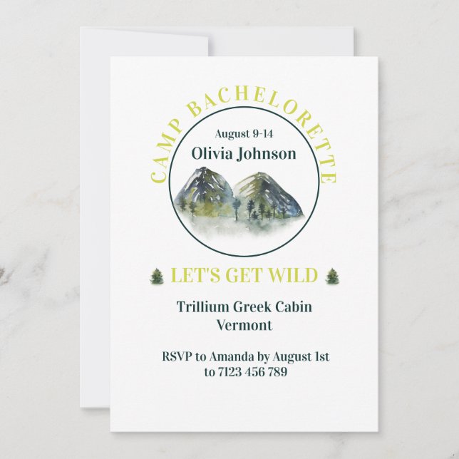 Invitación Fiesta de bachillerato de fin de semana de montaña (Anverso)