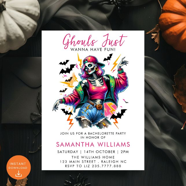 Invitación Fiesta de bachillerato de Halloween de Pink Ghouls (Subido por el creador)