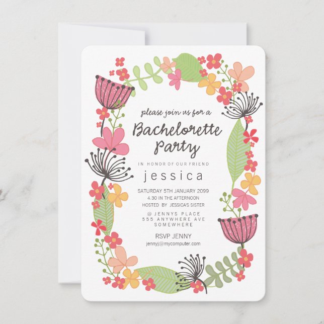 Invitación Fiesta de bachillerato de la frontera floral rusa (Anverso)