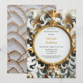 Invitación Fiesta de bachillerato de oro blanco de estilo bar