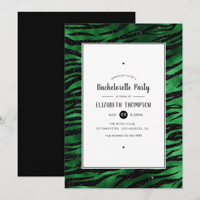 Invitación Fiesta de bachillerato de tigres negros y verdes (Anverso / Reverso)