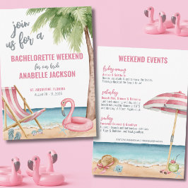 Invitación Fiesta de bachillerato en la playa de color rosa