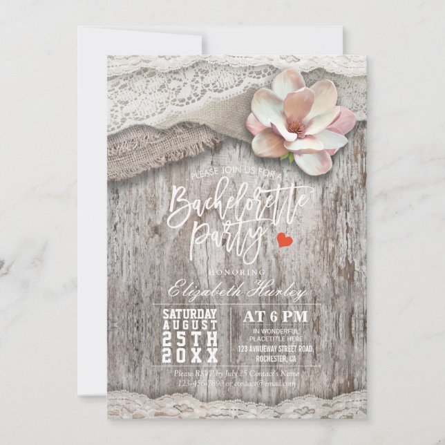 Invitación Fiesta de bachillerato floral Rush Burlap Lace (Anverso)