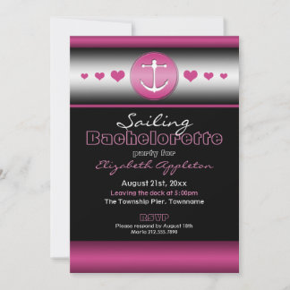 Invitación Fiesta de bachillerato náutico de Fuchsia negra y
