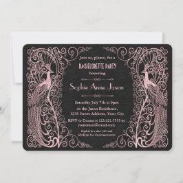 Invitación Fiesta de bachillerato negro Rosa Art Déco