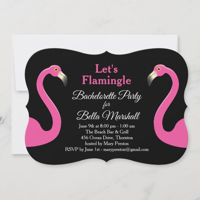 Invitación Fiesta de bachillerato negro y rosa (Anverso)