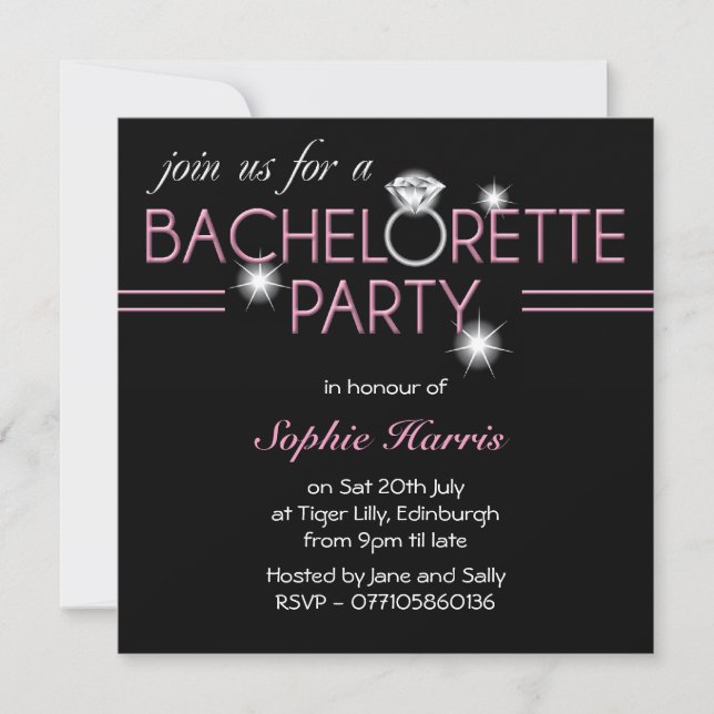 Invitación Fiesta de bachillerato rosa del anillo (Anverso)