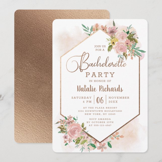 Invitación Fiesta de bachillerato rosado Rosa (Anverso / Reverso)