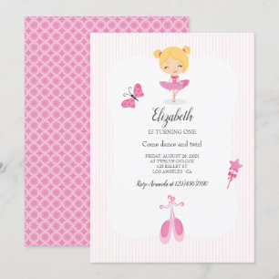 Invitación Fiesta de Bailarina Rosa