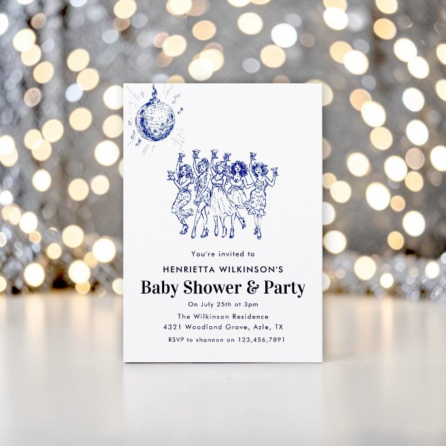 Invitación Fiesta de Baile con Bola de Discoteca Retro  Baby  (Subido por el creador)