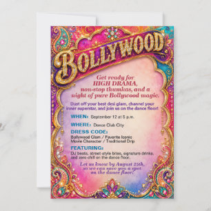 Invitación Fiesta de baile con tema de película vibrante de B
