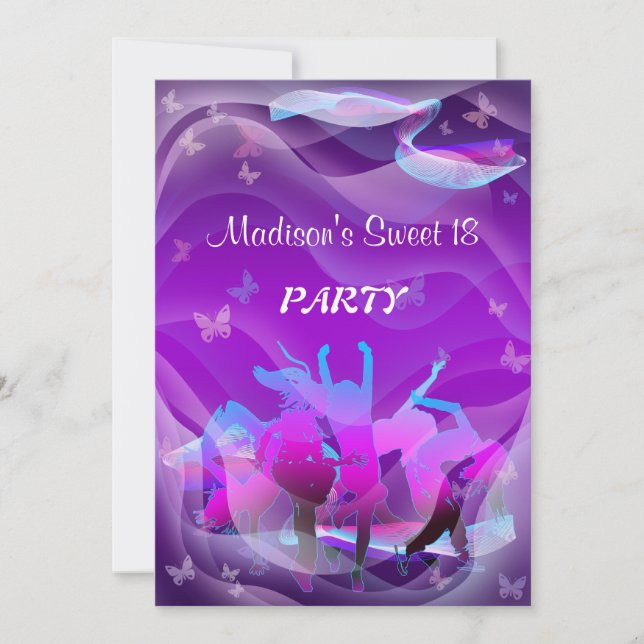 Invitación Fiesta de baile de cumpleaños (Anverso)