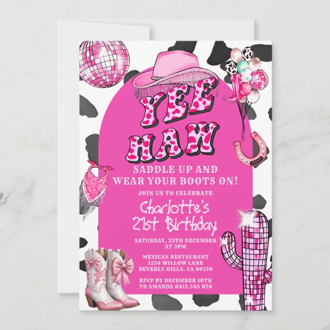 Invitación Fiesta de baile de cumpleaños de bebé retro de rod (Anverso)