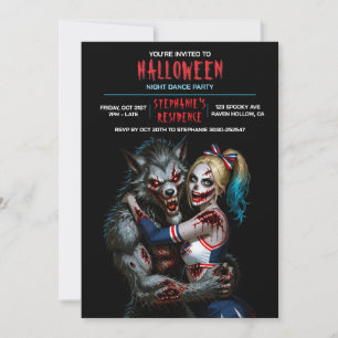 Invitación Fiesta de Baile de Halloween Horror Hombre Lobo Zo